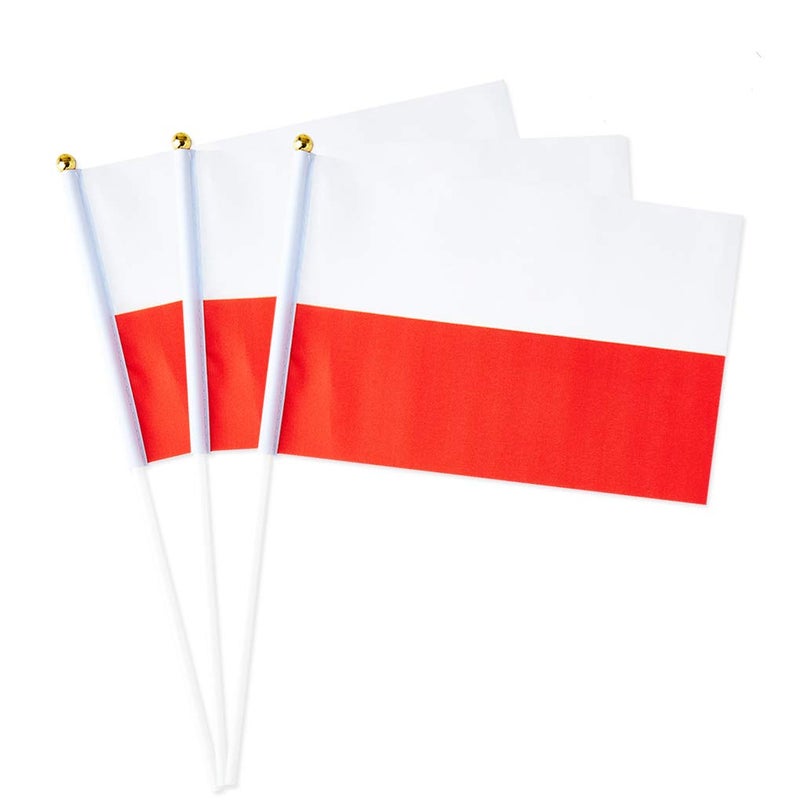 mflagperft Poland Flag Polish Flag, Small Mini Handheld Poland Flags on Stick, Ideal for Party Parades Sports Events Patriotic Festival Decorations - Image 1